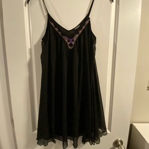Black swing dress with beaded top
